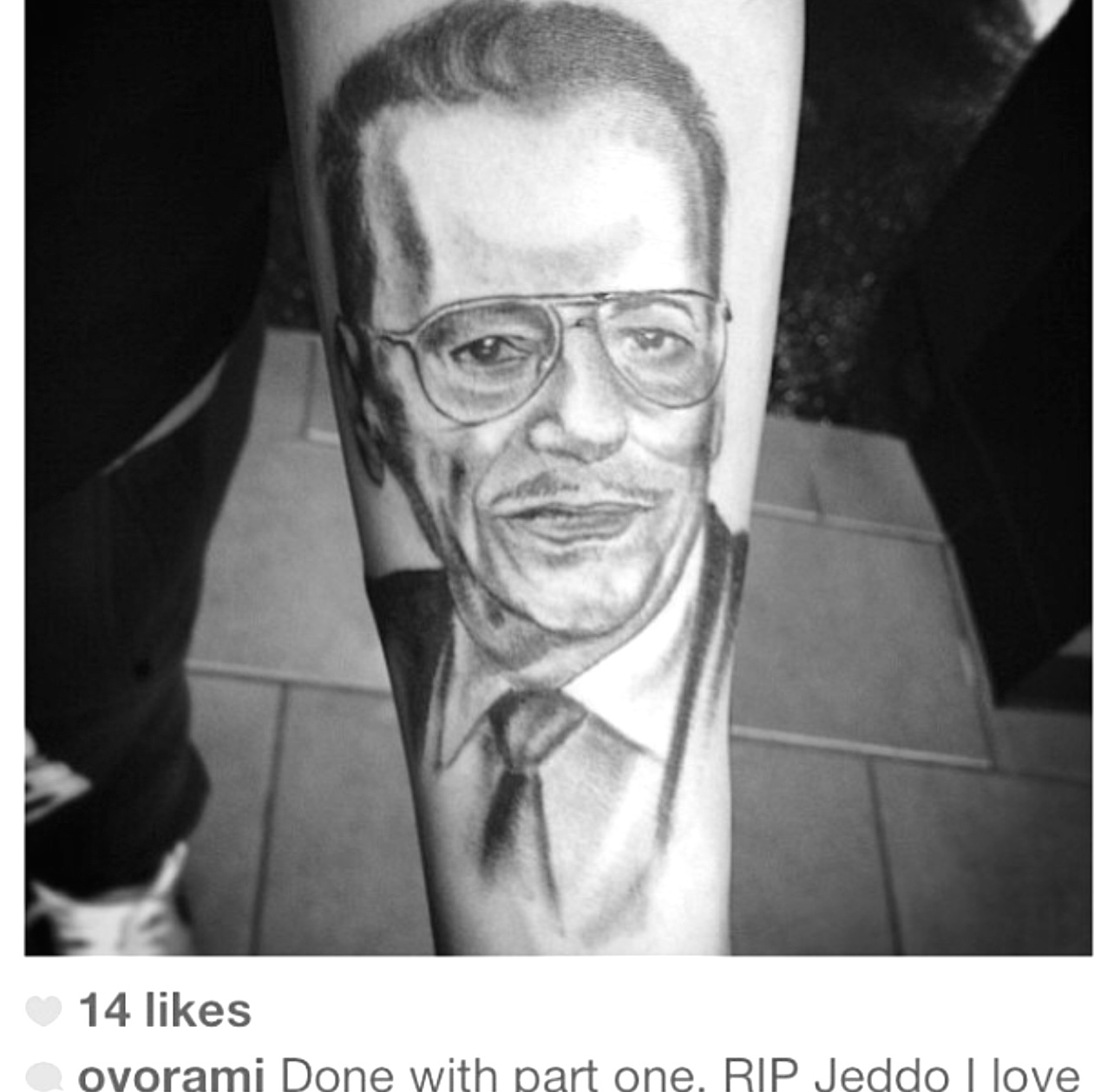 A tribute tattoo of Jeddo George